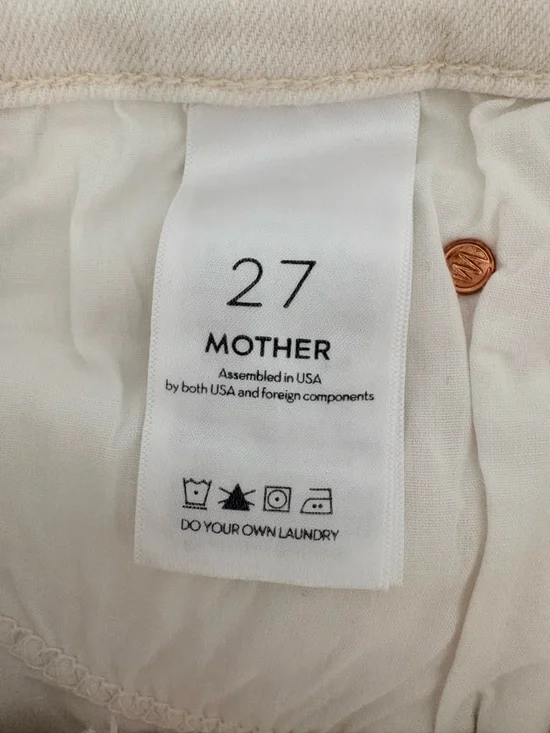 #319 MOTHER Retail $228 Mid Rise Dazzler Crop Sz 27 Whipping The Cream PinkRacer - Picture 5 of 15